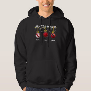 Funny Christmas Dog Peace Love Pitbull Lover Hoodie