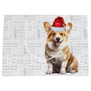 Funny Christmas Dog Pembroke Welsh Corgi Holiday Large Gift Bag