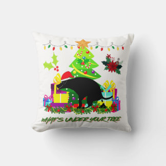 Funny Christmas Dog Pooping Under the Tree Throw Pillow
