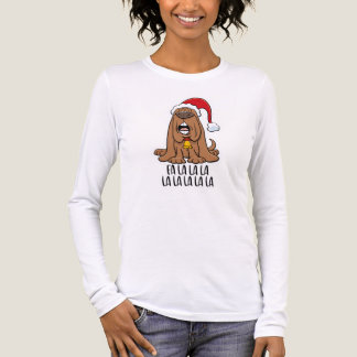 Funny Christmas Dog Singing “Fa La La” Tri-Blend Shirt