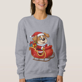 Funny Christmas Dog T-Shirt | Cute Santa Sleigh Sweatshirt