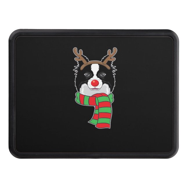 Funny Christmas Dog Xmas Reindeer Border Collie Ho Hitch Cover (Front)