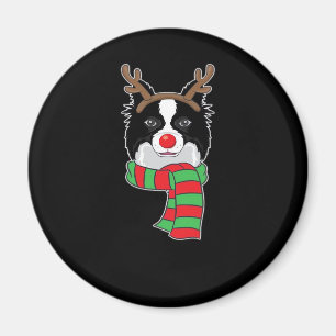 Funny Christmas Dog Xmas Reindeer Border Collie Ho Magnet