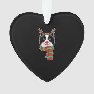 Funny Christmas Dog Xmas Reindeer Border Collie Ho Ornament