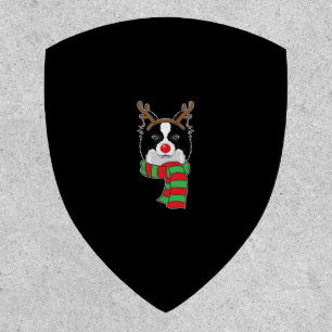Funny Christmas Dog Xmas Reindeer Border Collie Ho Patch