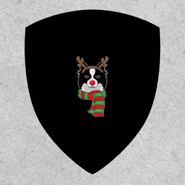 Funny Christmas Dog Xmas Reindeer Border Collie Ho Patch (Front)