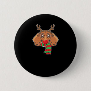 Funny Christmas Dog Xmas Reindeer Dachshund Holida Button