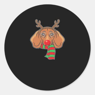 Funny Christmas Dog Xmas Reindeer Dachshund Holida Classic Round Sticker