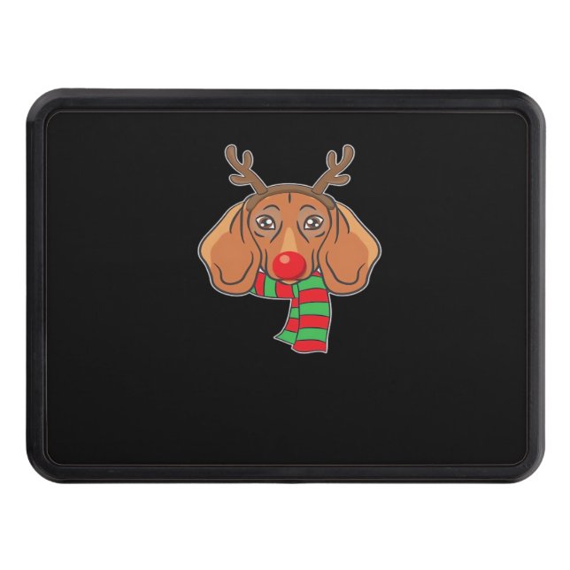 Funny Christmas Dog Xmas Reindeer Dachshund Holida Hitch Cover (Front)