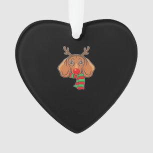 Funny Christmas Dog Xmas Reindeer Dachshund Holida Ornament
