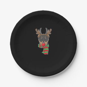 Funny Christmas Dog Xmas Reindeer Doberman Holiday Paper Plates