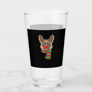 Funny Christmas Dog Xmas Reindeer German Shepherd Glass
