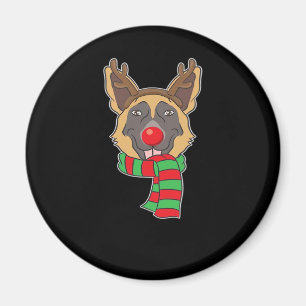 Funny Christmas Dog Xmas Reindeer German Shepherd Magnet