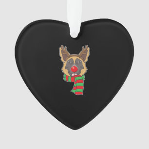 Funny Christmas Dog Xmas Reindeer German Shepherd Ornament