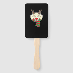 Funny Christmas Dog Xmas Reindeer Golden Retriever Hand Fan
