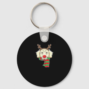 Funny Christmas Dog Xmas Reindeer Golden Retriever Keychain