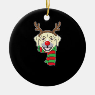 Funny Christmas Dog Xmas Reindeer Labrador Holiday Ceramic Ornament