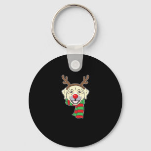 Funny Christmas Dog Xmas Reindeer Labrador Holiday Keychain
