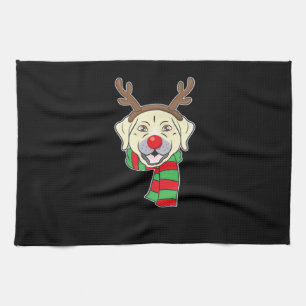 Funny Christmas Dog Xmas Reindeer Labrador Holiday Kitchen Towel