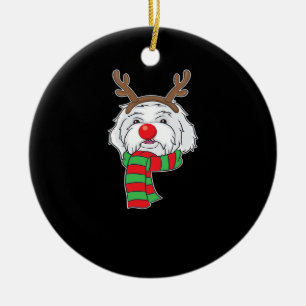 Funny Christmas Dog Xmas Reindeer Maltese Dog Holi Ceramic Ornament