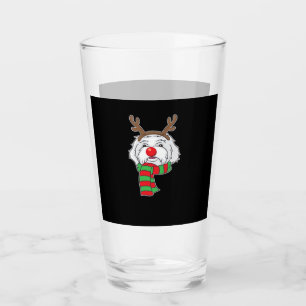 Funny Christmas Dog Xmas Reindeer Maltese Dog Holi Glass