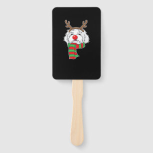 Funny Christmas Dog Xmas Reindeer Maltese Dog Holi Hand Fan