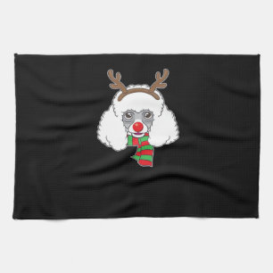 Funny Christmas Dog Xmas Reindeer Poodle Holiday S Kitchen Towel