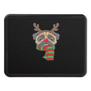 Funny Christmas Dog Xmas Reindeer Pug Holiday Gift Hitch Cover