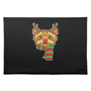 Funny Christmas Dog Xmas Reindeer Yorkshire Holida Cloth Placemat