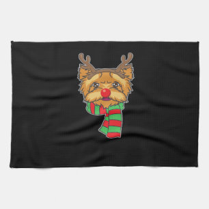 Funny Christmas Dog Xmas Reindeer Yorkshire Holida Kitchen Towel