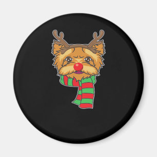 Funny Christmas Dog Xmas Reindeer Yorkshire Holida Magnet