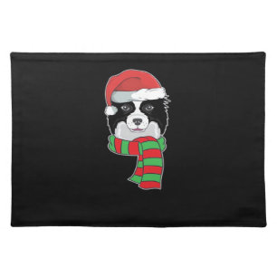 Funny Christmas Dog Xmas Santa Border Collie Holid Cloth Placemat