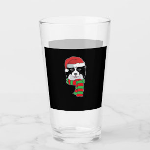 Funny Christmas Dog Xmas Santa Border Collie Holid Glass