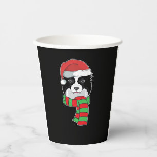 Funny Christmas Dog Xmas Santa Border Collie Holid Paper Cups
