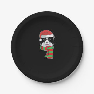 Funny Christmas Dog Xmas Santa Border Collie Holid Paper Plates