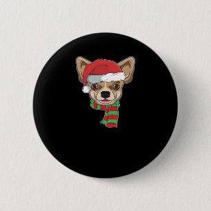 Funny Christmas Dog Xmas Santa Chihuahua Holiday G Button