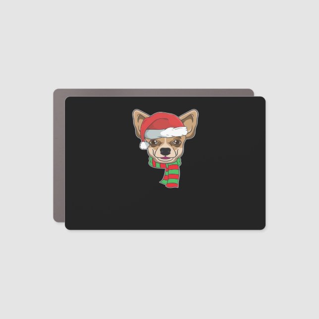 Funny Christmas Dog Xmas Santa Chihuahua Holiday G Car Magnet (Front)