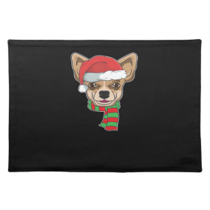 Funny Christmas Dog Xmas Santa Chihuahua Holiday G Cloth Placemat