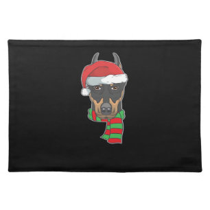 Funny Christmas Dog Xmas Santa Doberman Holiday Gi Cloth Placemat