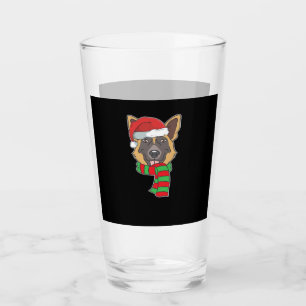 Funny Christmas Dog Xmas Santa German Shepherd Hol Glass