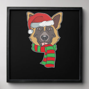 Funny Christmas Dog Xmas Santa German Shepherd Hol Peel And Stick Photo Tile