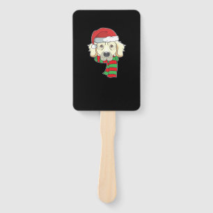 Funny Christmas Dog Xmas Santa Golden Retriever Ho Hand Fan