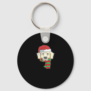 Funny Christmas Dog Xmas Santa Golden Retriever Ho Keychain