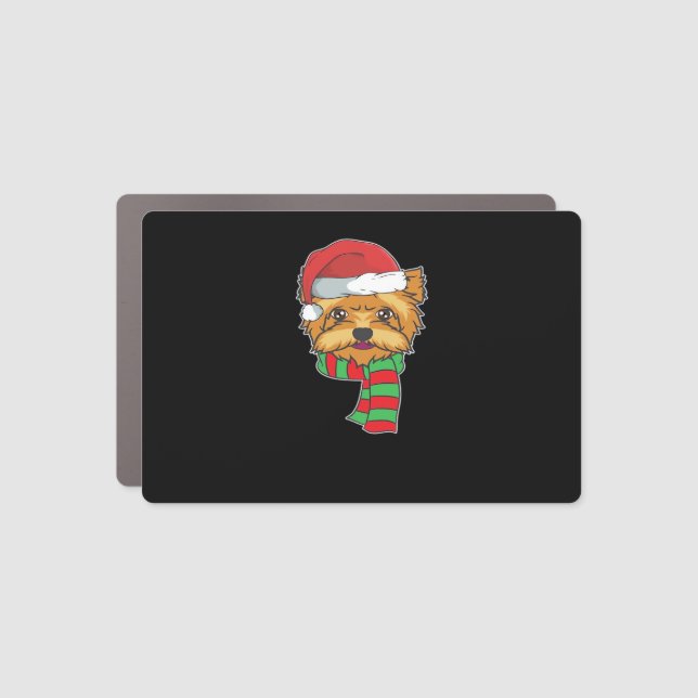 Funny Christmas Dog Xmas Santa Yorkshire Holiday G Car Magnet (Front)
