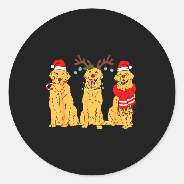 Funny Christmas Dogs Design Dog Christmas Wearing  Classic Round Sticker (Front)
