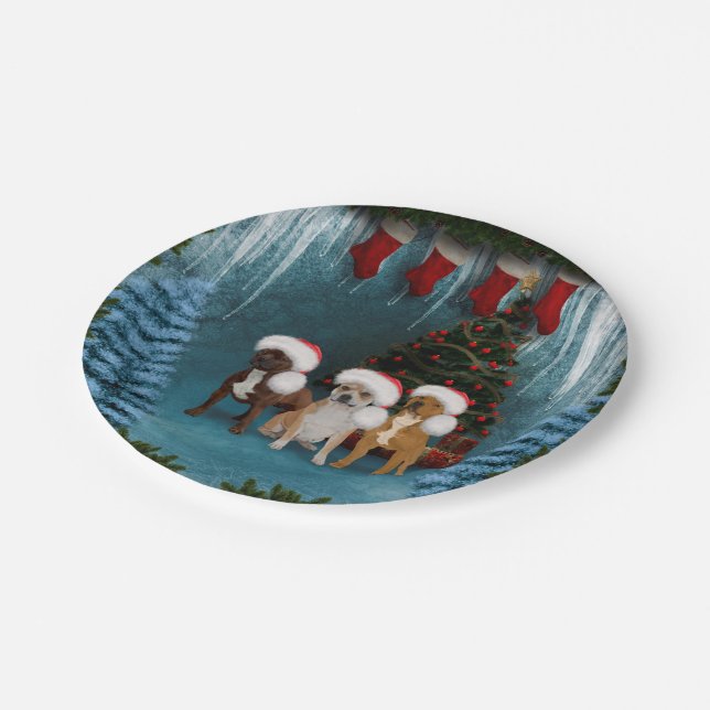 Funny christmas dogs paper plates (Angled)