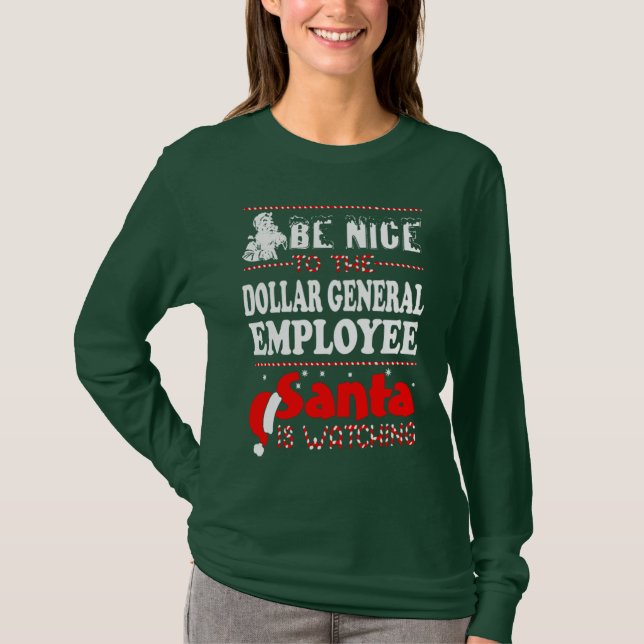 Funny Christmas dollar general employee santa T-Shirt (Front)