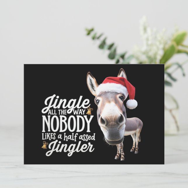 Funny Christmas Donkey Lovers Farm Holiday Animal Card (Standing Front)