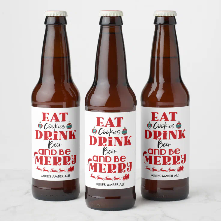 Funny Christmas Drink Beer Be Merry Home Brew Beer Bottle Label | Zazzle