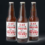 Funny Christmas Drink Beer Be Merry Home Brew Bottle Label<br><div class="desc">Funny Christmas homebrew labels for beer enthusiasts in a red typography design that reads: Eat cookies,  drink beer and be merry. Personalize with the name of your beer. Great for sharing your delicious beer as a gift this holiday season.</div>